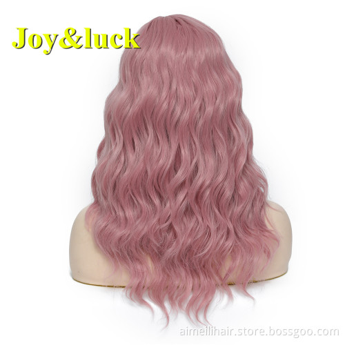 18inch Medium Length Wholesale Women's Wig Middle Part Finger Wave 613 Blonde Natural Water Wave Cosplay Costume Synthetic Wigs